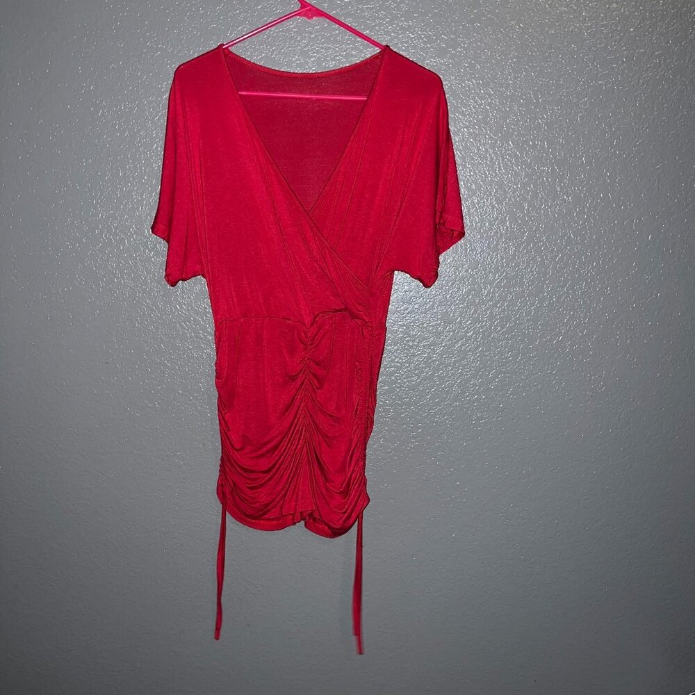 Red Hot! Ruched Romper with Adjustable Sides